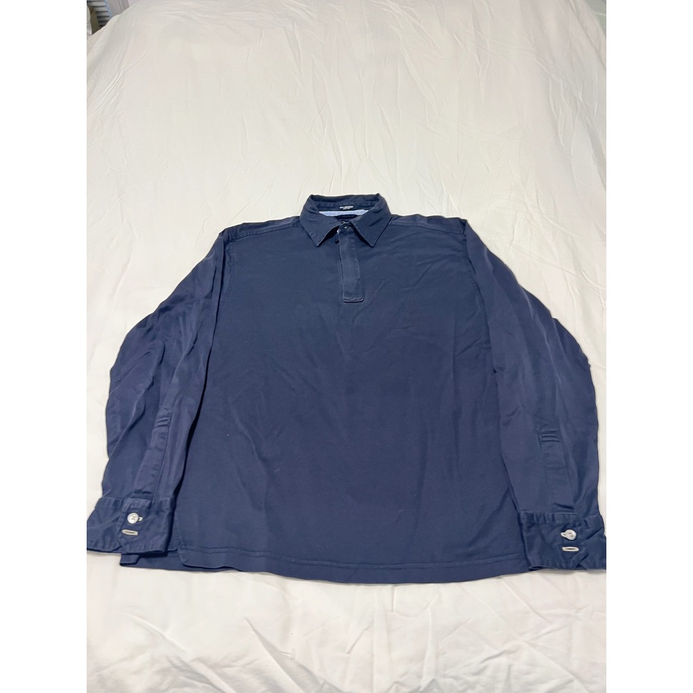 Tommy Hilfiger Mens Small Navy Blue 100% Mercerized Cotton Long Sleeve Shirt